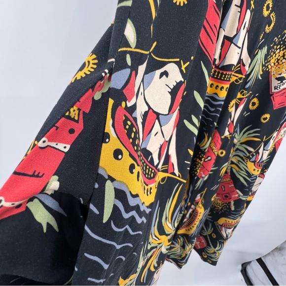 Trashy Diva zip front moto dress in pirate treasure print 10 - Picture 7 of 8